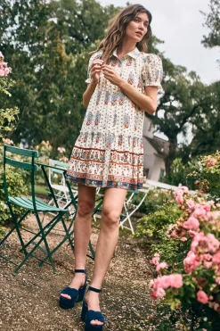 Drifter Mini Dress in Fall Floral Cream