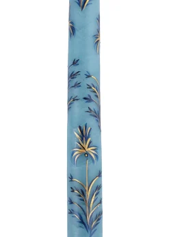 Dusty Blue Chrysanthemum Hand Painted Taper Candles Set of Two