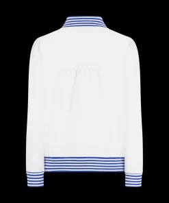 Dynasty Jacket in Bright White with Cadet Blue Stripe