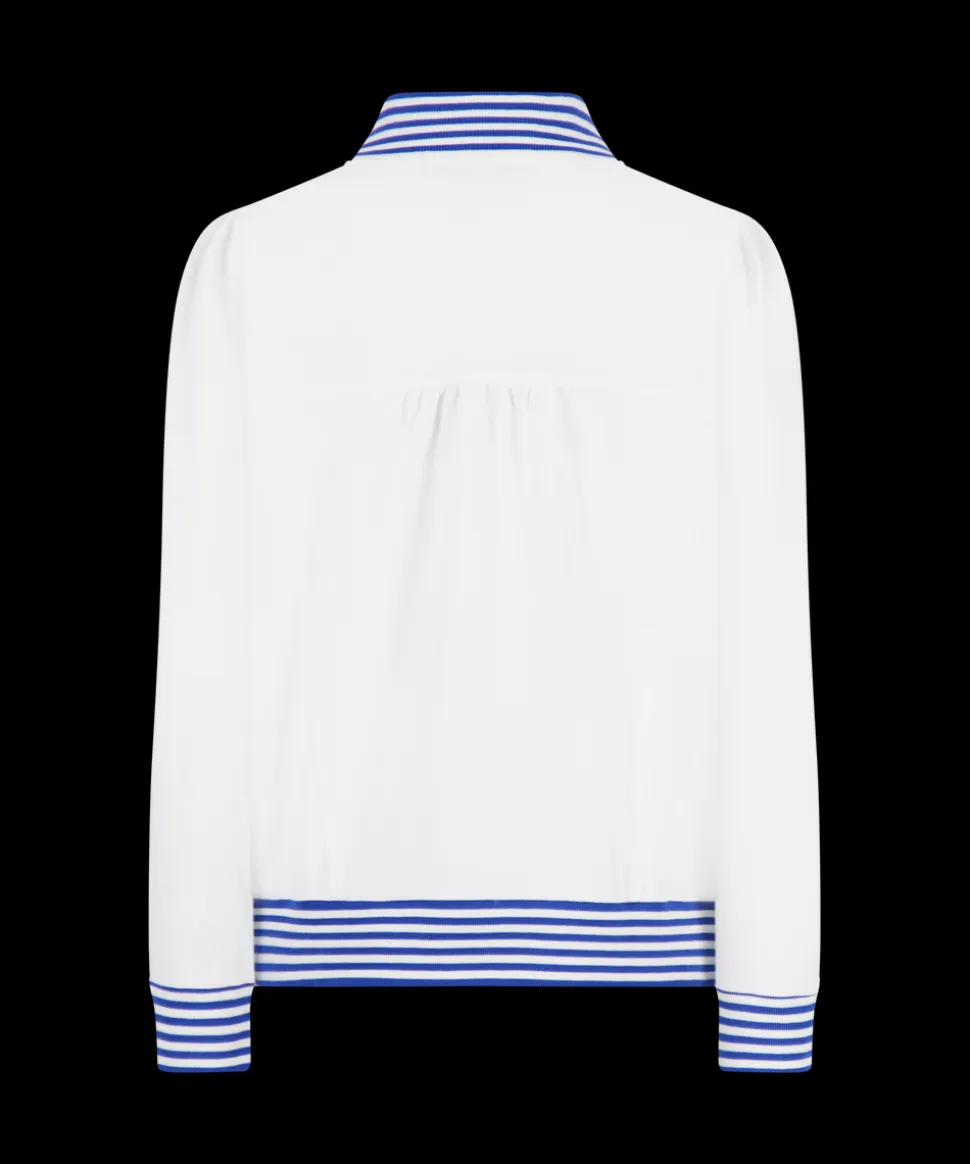 Dynasty Jacket in Bright White with Cadet Blue Stripe