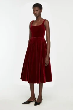 Eagle Dress in Burgundy Wind Velvet
