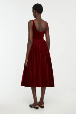 Eagle Dress in Burgundy Wind Velvet