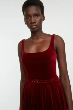 Eagle Dress in Burgundy Wind Velvet