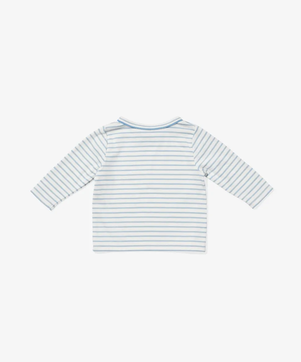 Edward Baby T-Shirt in Dusty Blue Mini Stripe