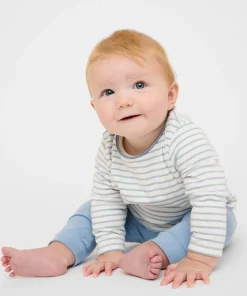 Edward Baby T-Shirt in Dusty Blue Mini Stripe