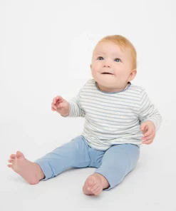 Edward Baby T-Shirt in Dusty Blue Mini Stripe