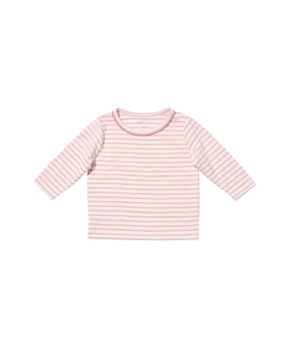 Edward Baby T-Shirt in Dusty Rose Mini Stripe