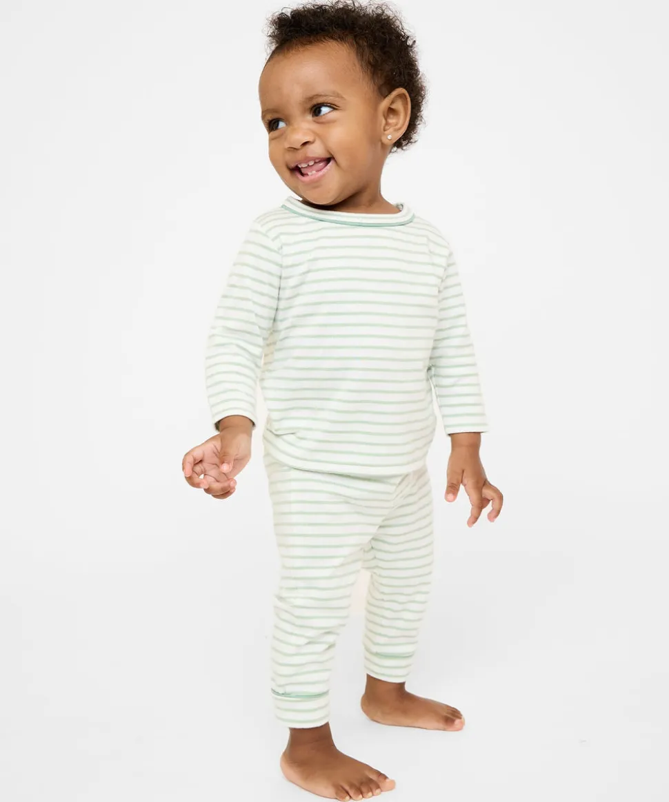 Edward Baby T-Shirt in Dusty Seafoam Mini Stripe