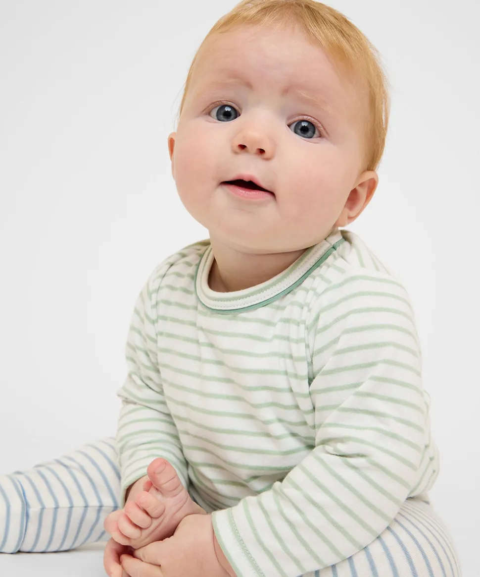 Edward Baby T-Shirt in Dusty Seafoam Mini Stripe