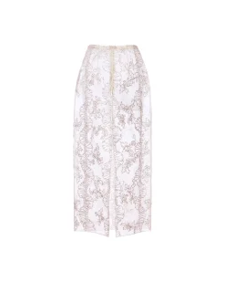 Effie Pencil Skirt in Ivory Organza with Ribbon Embroidery