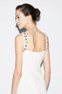 Eileen Short Dress White Embellished Crepe