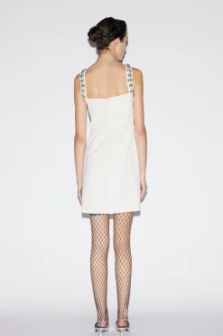 Eileen Short Dress White Embellished Crepe