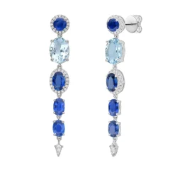 Ekaterina Blue Sapphire and Aquamarine Earrings
