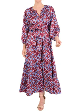 Elise Dress in Burgundy Sunburst Satin