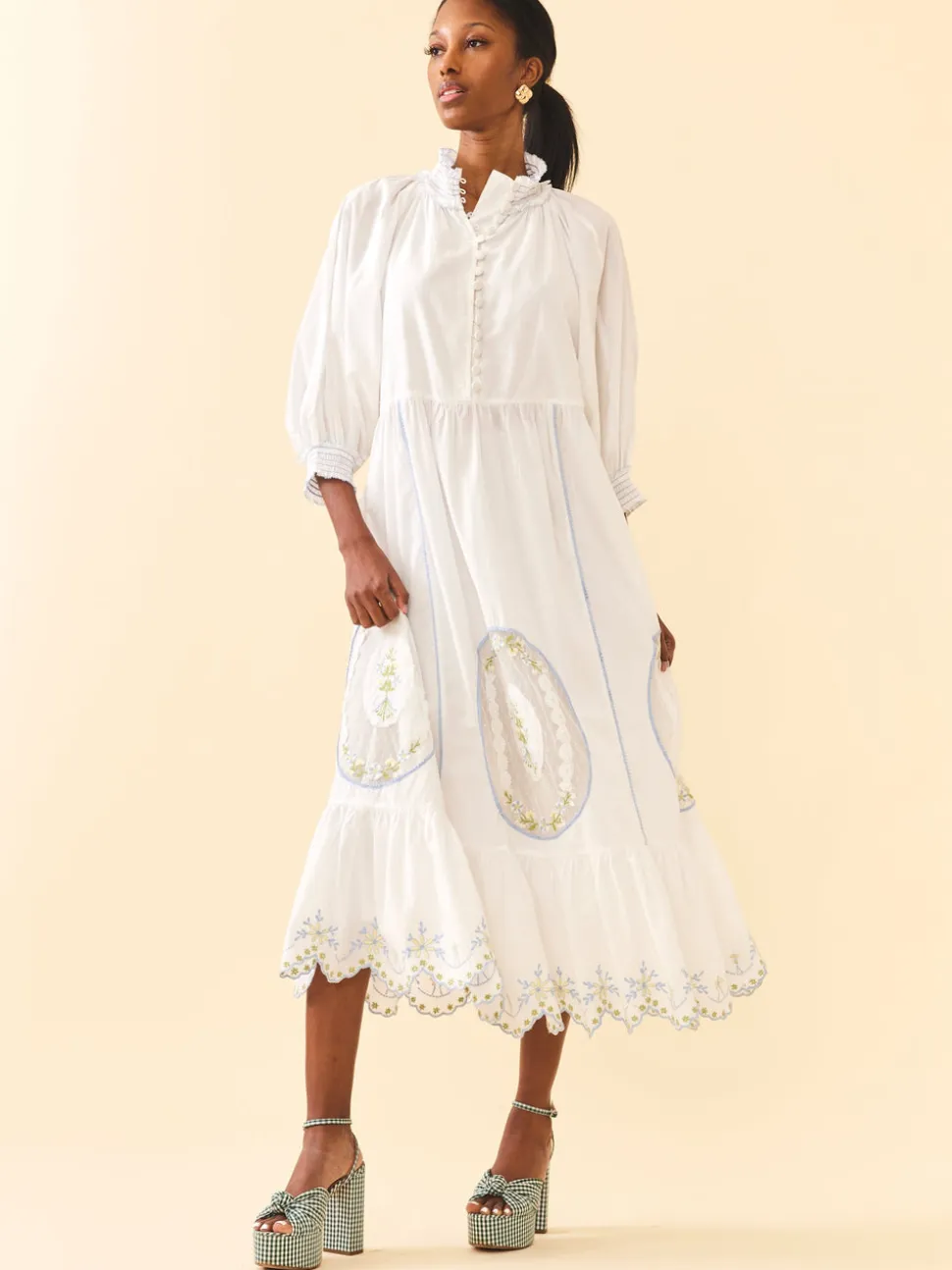 Eliza Maxi Dress in White Whimsy