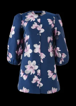 Ellen Dress Blue Plumeria Jacquard