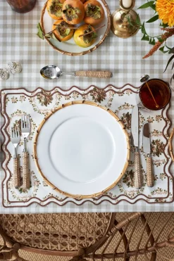 Elodie Placemat and Napkin Set with Bows and Florals with Embroidery
