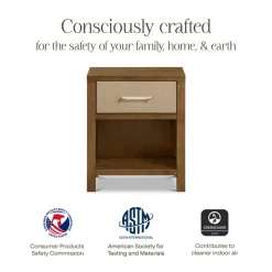 Eloise Assembled Nightstand in Natural Walnut & Performance Sand Eco-Weave