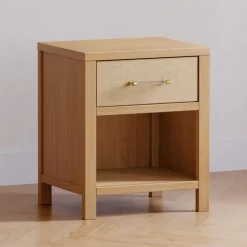 Eloise Assembled Nightstand in Honey and Performance Sand Eco-Weave