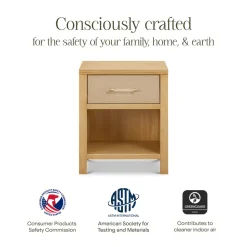 Eloise Assembled Nightstand in Honey and Performance Sand Eco-Weave