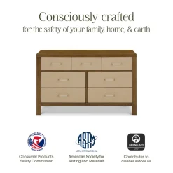 Eloise 7-Drawer Assembled Dresser in Natural Walnut & Performance Sand Eco-Weave