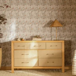 Eloise 7-Drawer Assembled Dresser in Honey and Performance Sand Eco-Weave