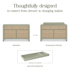 Eloise 7-Drawer Assembled Dresser in French Sage and Performance Sand Eco-Weave