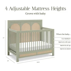 Eloise 4-in-1 Convertible Crib in French Sage and Performance Sand Eco-Weave