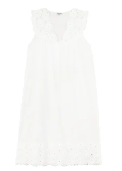 Eloise Nightgown with Eyelet Lace Bodice & Hem