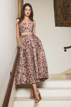 Elsa Top in Painted Animal Blush Metallic Jacquard