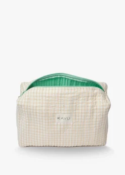Elsie Travel Case Zip Pouch Bag in Beige Gingham