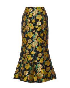 Elys Skirt in Metallic Citrine Brocade