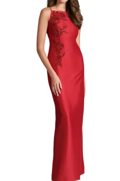 Embellished Pryce Gown in Holly Red