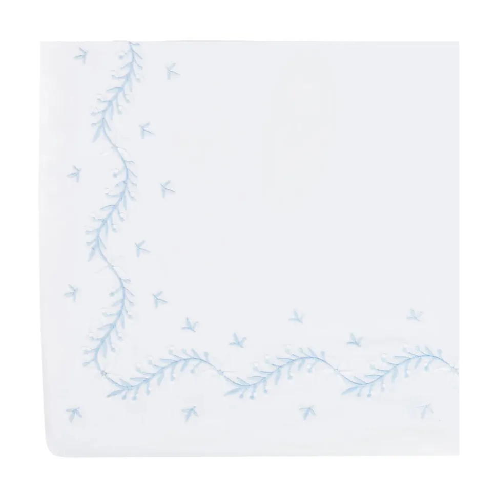 Embroidered Crib Sheet in Sky