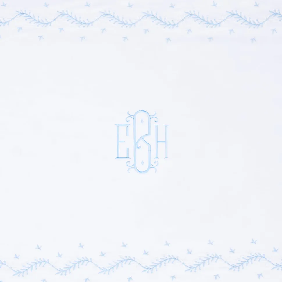 Embroidered Crib Sheet in Sky