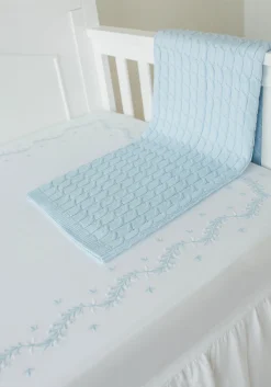 Embroidered Crib Sheet in Sky