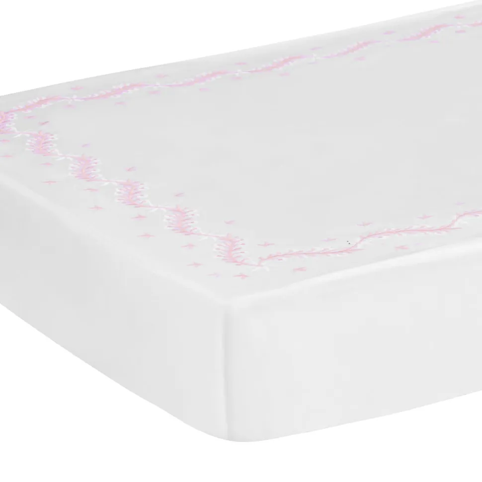 Embroidered Crib Sheet in Blush