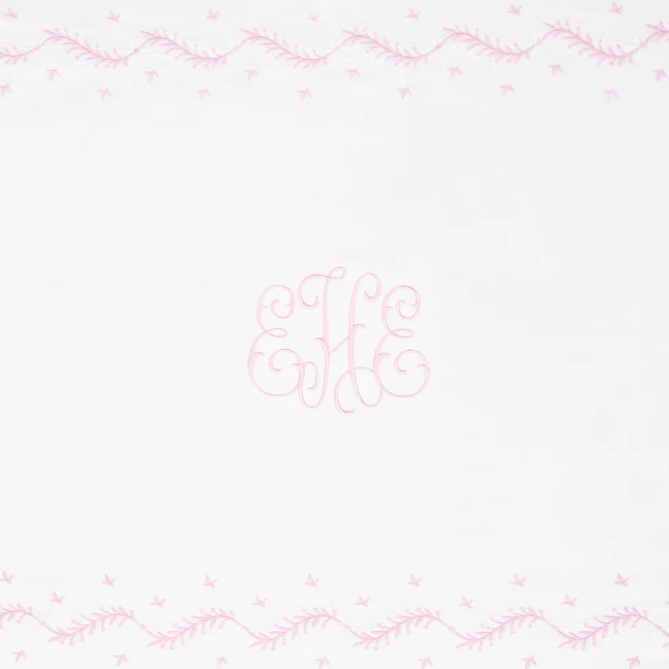 Embroidered Crib Sheet in Blush