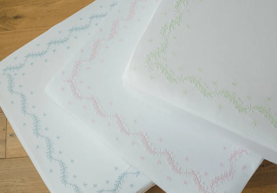 Embroidered Crib Sheet in Blush