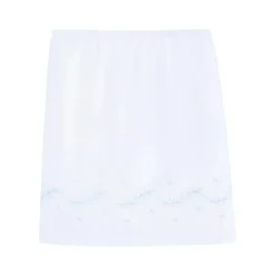 Embroidered Crib Skirt in Sky
