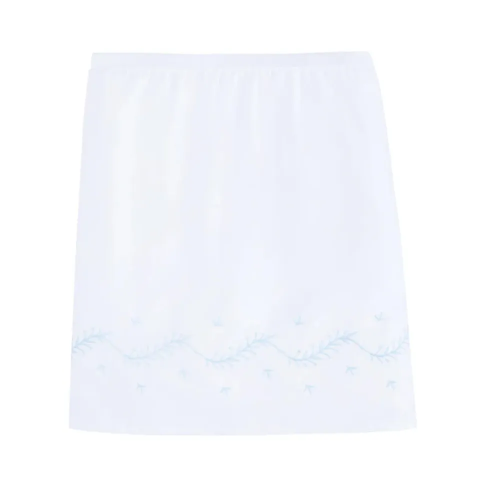 Embroidered Crib Skirt in Sky