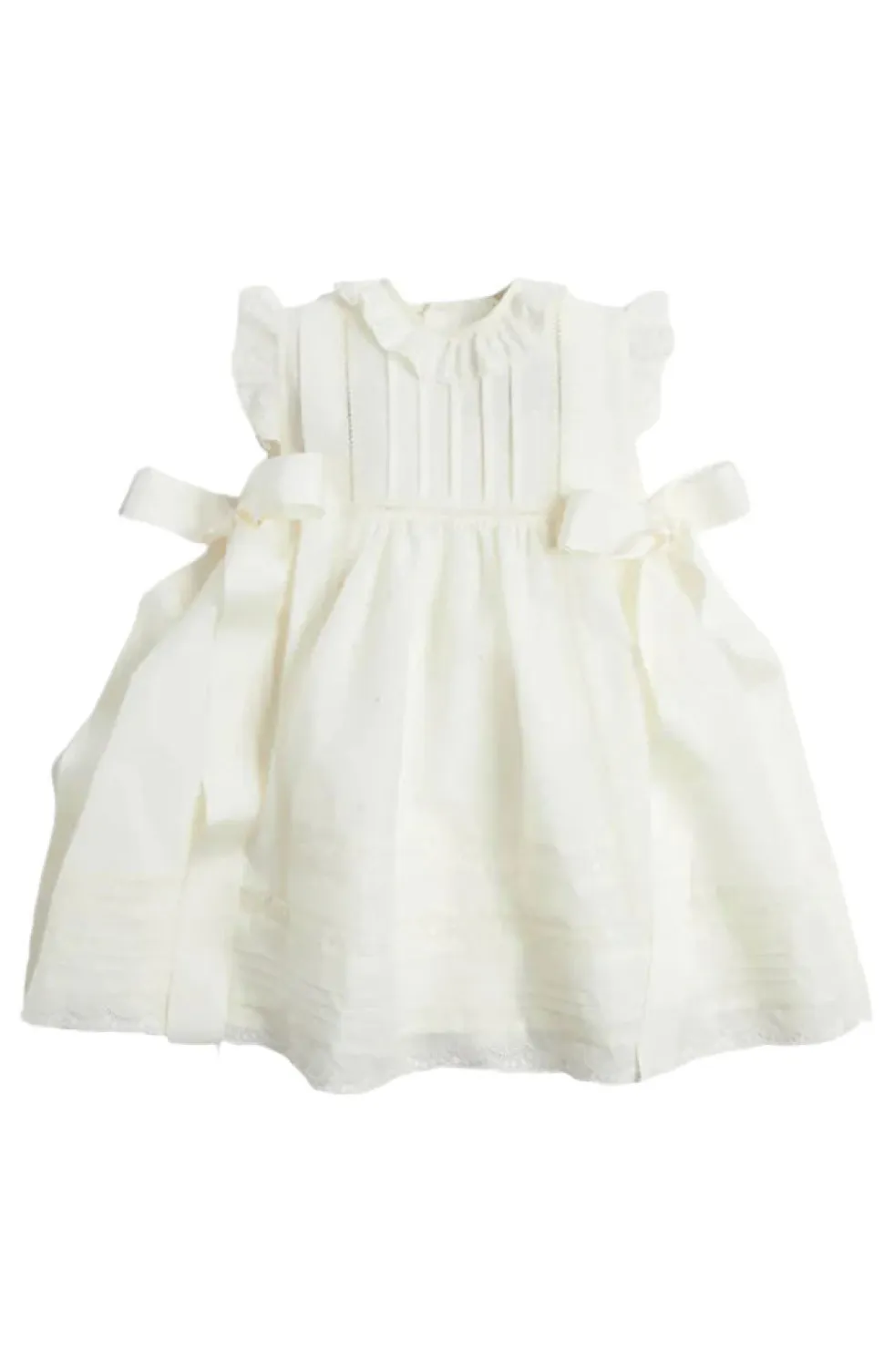 Embroidered Lace Trim Dress in Ivory