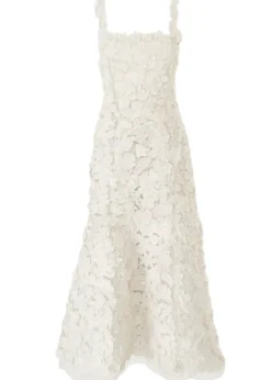 Embroidered Trumpet Midi Dress
