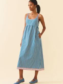 Emily Dress in Navy Stripe