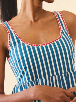 Emily Dress in Navy Stripe