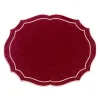 Emma Linen Placemat in Burgundy with Rose Embroidery