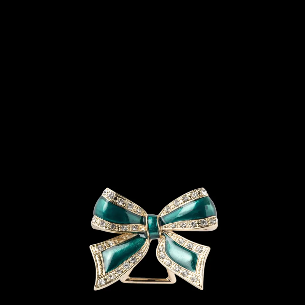 Enamel Bow Placecard Holder in Green, Set of Four