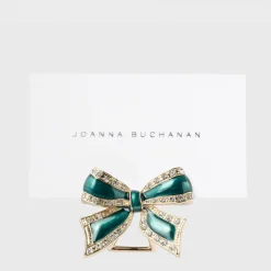 Enamel Bow Placecard Holder in Green, Set of Four