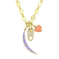 Enamel Crescent Charm