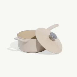 Enameled Cast Iron Saucepan in White